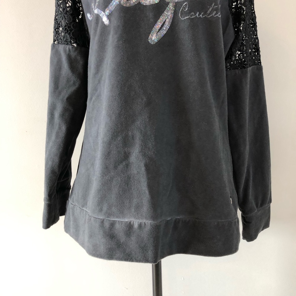 Women’s Rufen Charcoal Gray & Black Lace detail Sweatshirt size L - Picture 3 of 10
